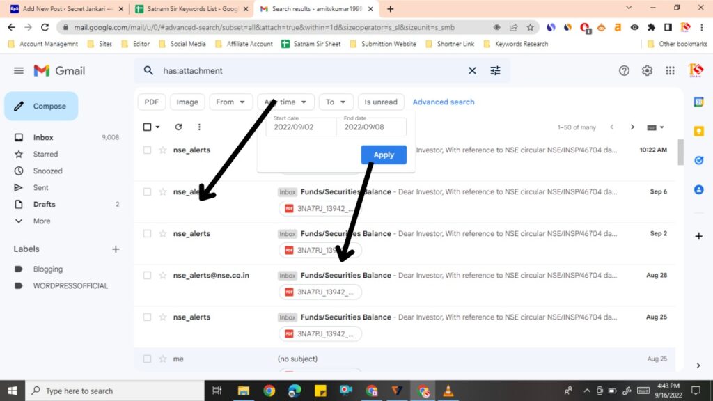 Gmail Me Attachment Mails Filter Kare