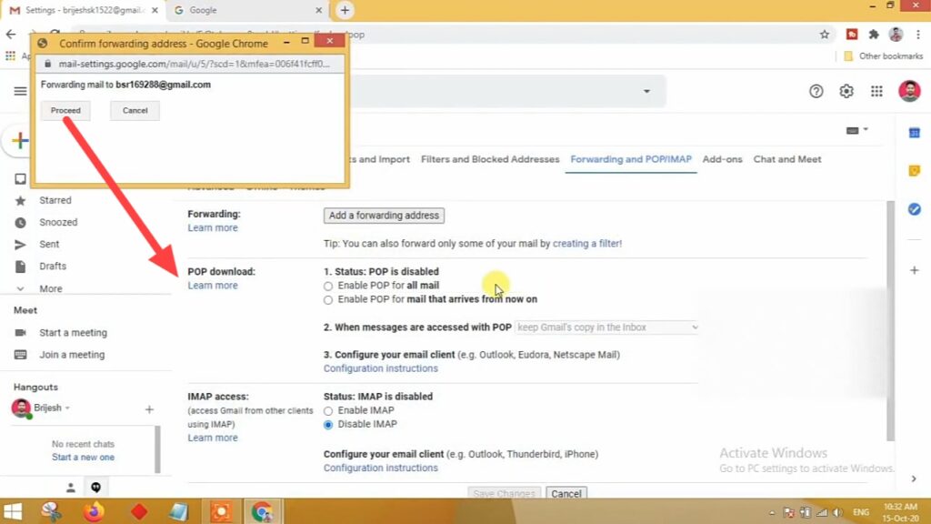 Gmail mail Forward in Hindi